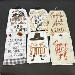 NWT Set 6 Primitive's by Kathy Kitchen Dish Towels Fall Thanksgiving FS Charity